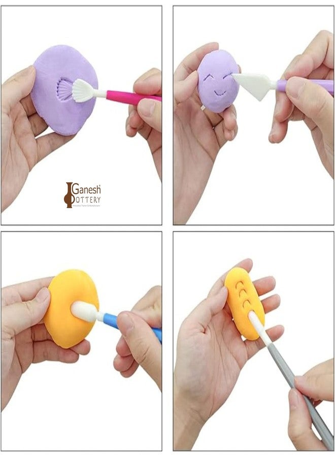 Ganesh Pottery مجموعة أدوات غانيش الخزفية البلاستيكية المكونة من 8 قطع، رؤوس مزدوجة للنحت، تشكيل الطين، النحت، التشكيل، تزيين الكيك بعجينة السكر، لوازم فنية وحرفية للأطفال والفنانين (متعددة الألوان) - Image 5